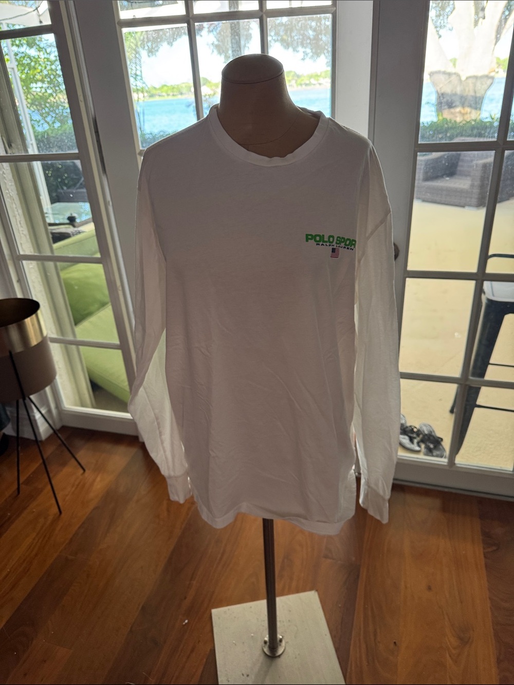 Polo by Ralph Lauren White Long-Sleeve Tee with Green Logo
